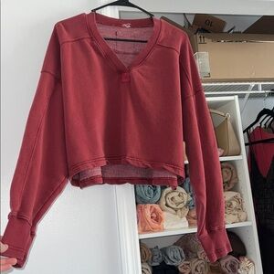 Free People FP Movement Red Crop Pullover Size: Medium